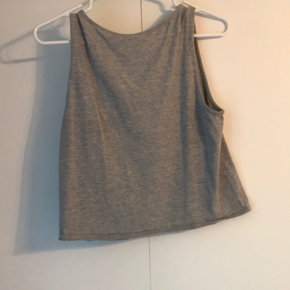 Gray cropped tie top - Picture 3 of 3